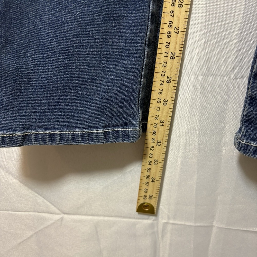 Flamingals Flared Jeans Womens Sz L (32x32) Mid Rise Side Seam Detail Stretch - Picture 11 of 14
